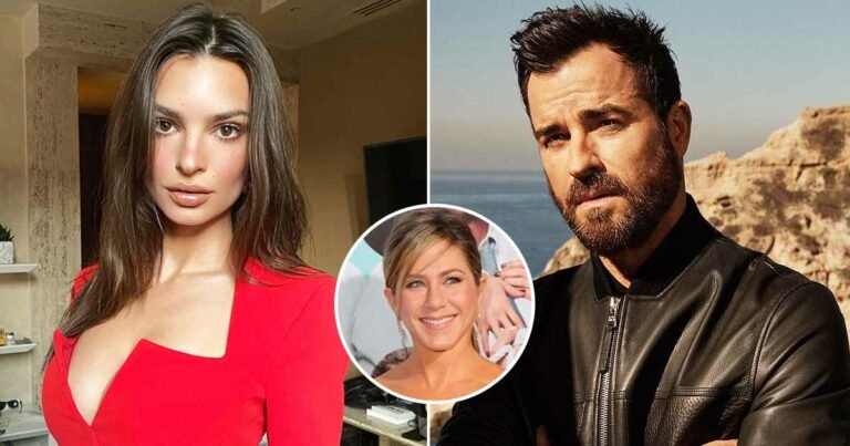 Emily ratajkowski bonds with justin theroux jennifer anistons ex at us open netizens comment on her past relationships.