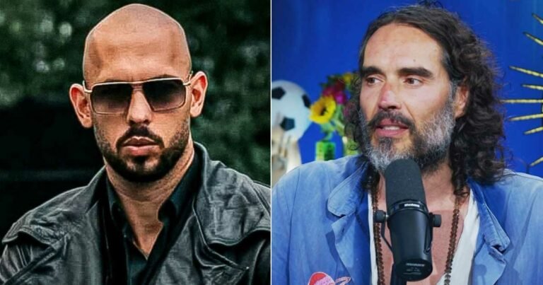 Russell brand receives support from controversial andrew tate following sexual assault allegations joining the club.