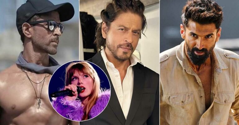 Taylor swift joins forces with bollywood actors shah rukh khan hrithik roshan aditya roy kapur creating a perfect blend in lover and paper rings medley resonating with the internet.
